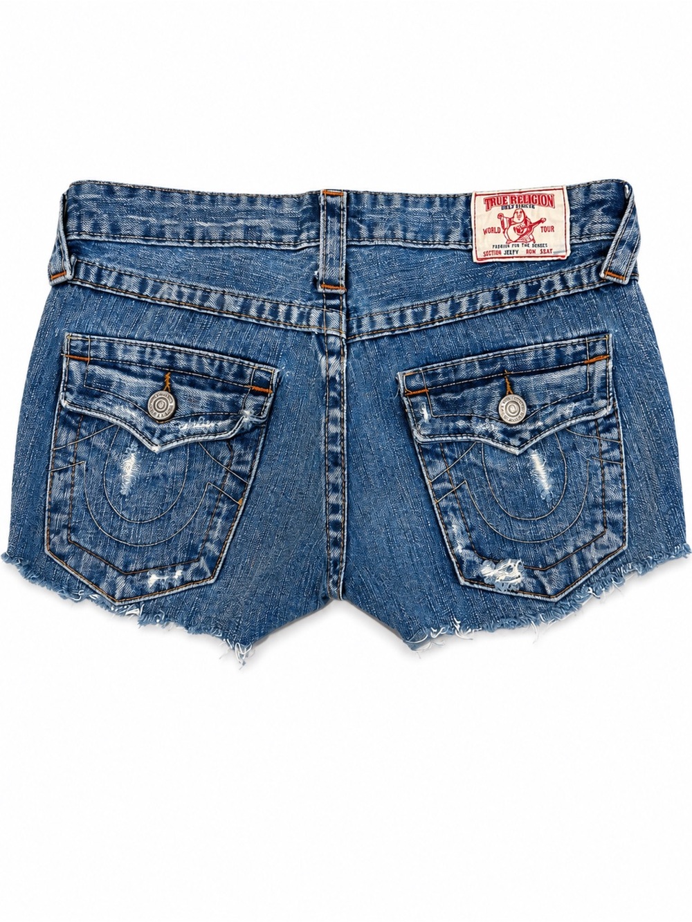 True Religion Joey Low Rise Cutoff Denim Shorts Made in USA Sz 25